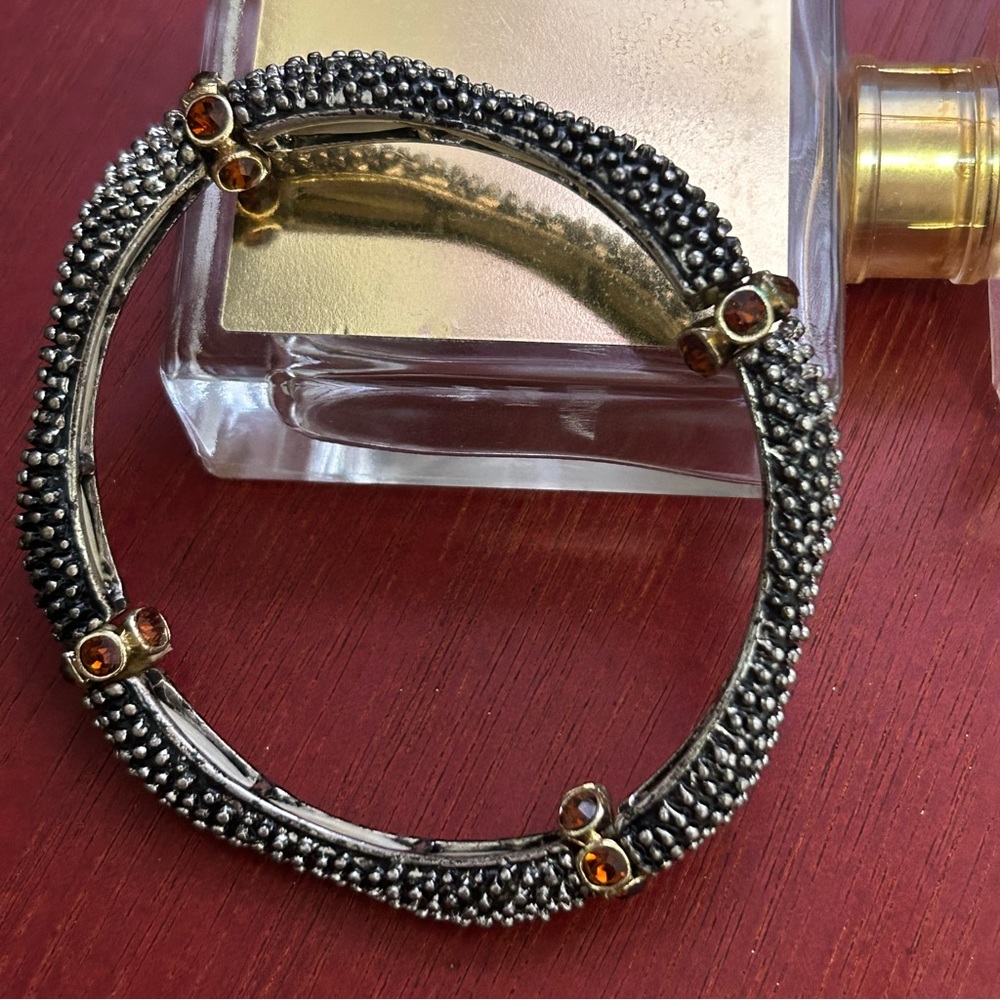 Rhinestone Amber Metal Stretch Bracelet